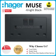 [Singapore Local Authorized Seller] Knight Black Hager 13A Socket Switch (Single/Double)