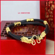Dây chuyền/ Vòng cổ nam cao su nạm rồng vàng kèm mặt rồng bọc vàng siêu HOT