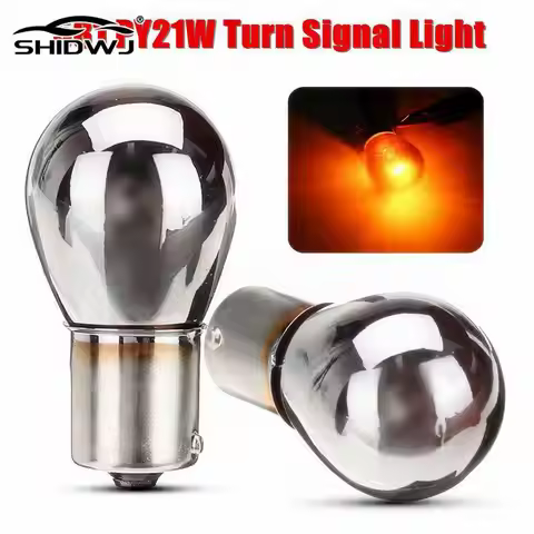 1Pcs Car Indicator Light Turn Signal Chrome Plated Amber Bulbs 581 BAU15S PY21W Car Indicator Light 