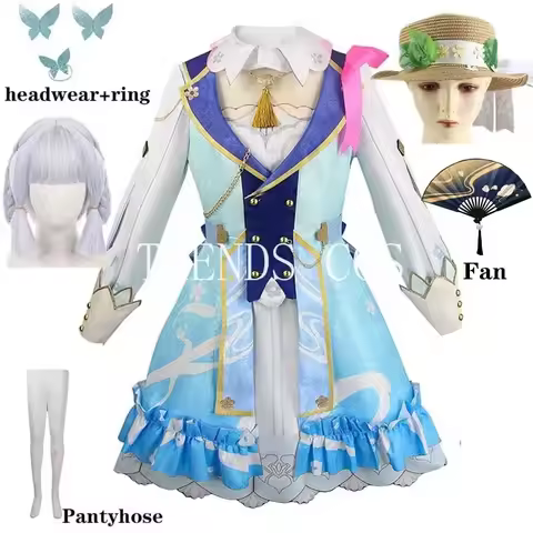 Kamisato Ayaka New Skin Cosplay Costume Ayaka New Outfits Springbloom Missive Dress Hat Fan Euro Siz