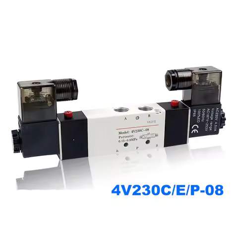 Pneumatic solenoid valve Double coil Port 1/8 1/4 24VDC 4V230C/4V230E/4V230P-08 5/3 way control valv