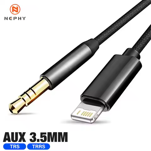 Gold Plated AUX Cable For iPhone 14 13 12 11 Pro Max X 8 Lighting to 3.5mm Jack Headphone Car Music 