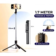 Tripod Premium Selfie Stick/ R1S-L 1.7m Plus Bluetooth Remote Light Gimbal Content Live Premium