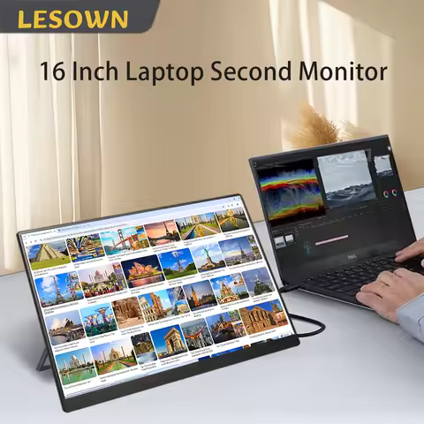 LESOWN 11.6 14 16 inch 4K Portable Monitor 2.5K 120Hz Wide Screen USB-C Display with Holder for Lapt