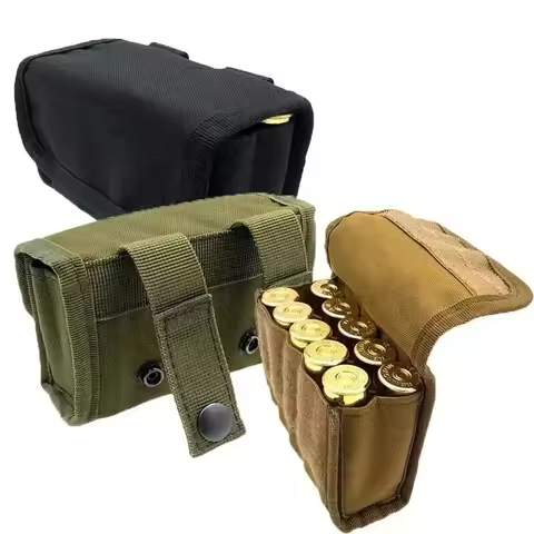 Cartridge Bag Tactical 10 Round Shotgun Shotshell Reload Holder Molle Pouch Ammo 12 Gauge/20G Round 