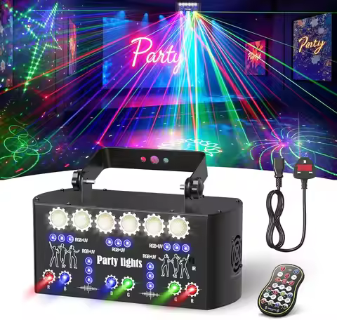 HCWE 27 Eyes StageLights Disco RGB Laser Dj Lights UV Dmx Christmas Club Light for Xmas Holiday Fest
