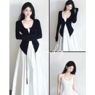 [Taiwan Shipment] Korean Style Japanese Spring Summer Wear Matching Flesh-Covering Black Cardigan Te