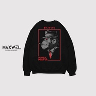 HITAM Maxwel Crewneck Sweater Sweatshirt Distro Black Premium Cotton Fleece Cool Crewneck Decorative