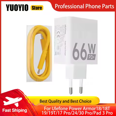 For Ulefone Power Armor 18/18T/19T/17 Pro/24/30 Pro Charger EU Plug 100% Original Official Fast Char