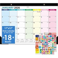 2026 Desk Calendar - 18 Monthly Calendar 2026-2027, Jan 2026 - Jun 2027, Large Desk Calendar with Th