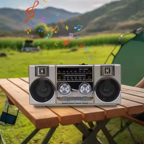 Portable Retro AM/FM/SW Radio RGB Bluetooth Speaker Full Band Clear Sound Light for Outdoor Home Use