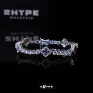 2HYPE Iced Black Clover Tennis Bracelet 4mm