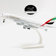 20cm Premium Airbus A380 EMIRATES Metal Plane Model with Die-cast Wheels 1/400 Scale