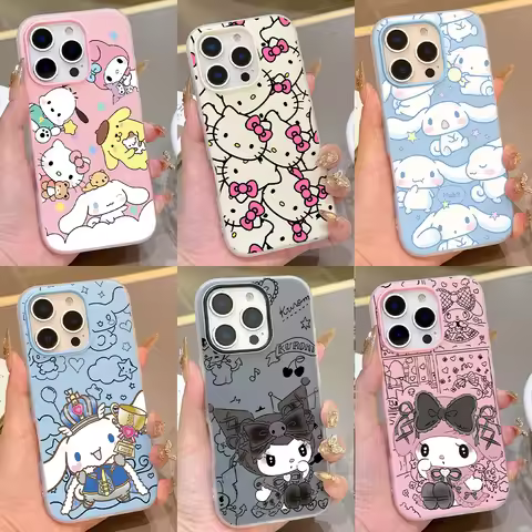 Cute H-Hello Kitty K-Kuromi Shockproof Silicone Matte Candy Color 2 in 1 Phone Case for Google Pixel