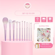 Purple makeup brush set of 10 soft bristles, affordable price