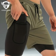 EAGLADE Running Sports Jogging Sweat Shorts for Men Man Stretchable in Green J10