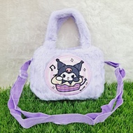 UNGU Kuromi Purple Fur Bag Kuromi Round Sling Bag Kuromi Sling Bag