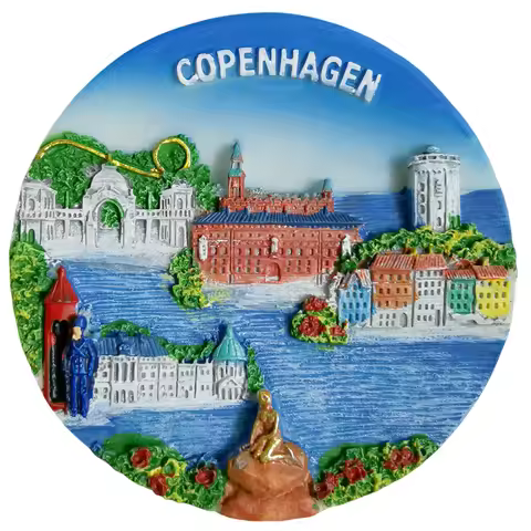 Copenhagen Denmark 3D Fridge Magnet Souvenir Gift,Resin Handmade Denmark Refrigerator Magnet Home De