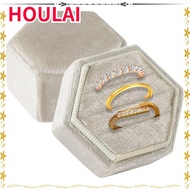 HOULAI 3 Slots, Velvet Jewelry Ring Box, Proposal Women