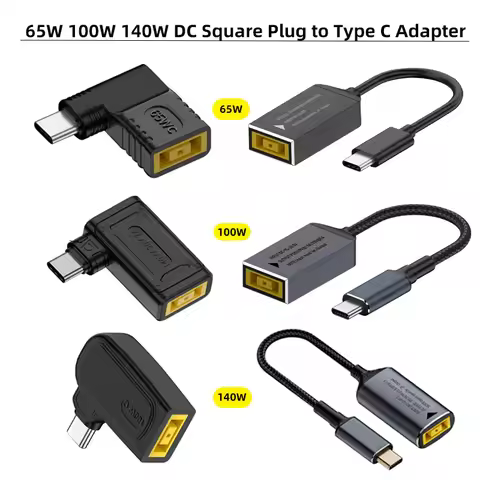 65W 100W 140W USB C Power Adapter PD Converter Type C Male to Square Female DC Plug Fast Charging Ca