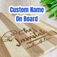 KAYU PAPAN PEMOTONG  - Ukir Nama Gambar - CUTTING BOARD CUSTOM GIFT -  / Gambar for Birthday / Anniv