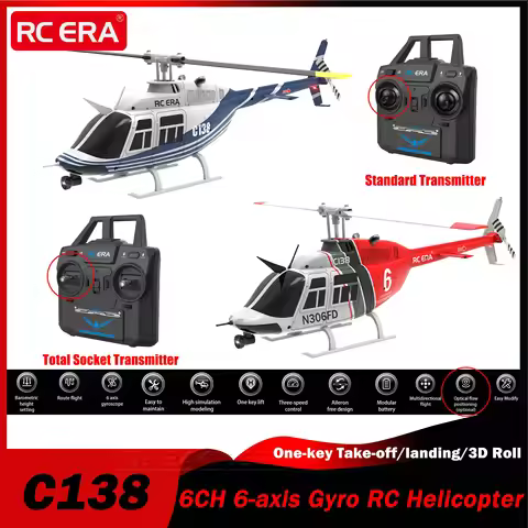C138 1/33 RC Helicopter 6-axis Gyro Flybarless One-key Take-off/landing 6G Mode 3D Roll 7.4V Battery