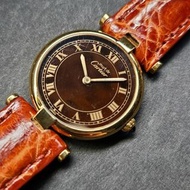 卡地亞 Cartier Vendome Vendome 棕色錶盤金色法國女士腕錶