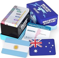Countries of The World Flashcards – 290 Country & US States Complete with Capital, Continent, Flag &