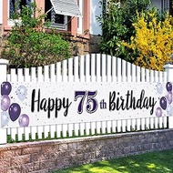 Happy 75th Birthday Purple Yard Sign Banner - Cheers to 75 Years Old Birthday Home Outdoor Yard Sign