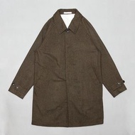 【工工】BEAMS Wool Long Coat 別注款色織麻花橄欖綠羊毛翻領大衣外套 非Harris Tweed聯名