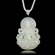 【正佳珠寶】和田白玉 新疆老礦籽料 觀音度母吊墜 和田白玉吊墜