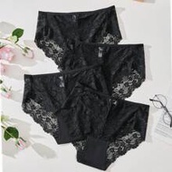4-Piece Set Of Plus-Size Women's Briefs Skin-Friendly Lace Plus-Size Triangle Briefs,Waist Size 0XL-
