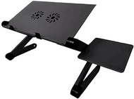 WZHZJ Cooling Fan Laptop Desk Portable Adjustable Foldable Computer Desks Notebook Holder Tv Bed Table Stand with Mouse Pad (Color : B)