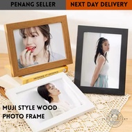 Muji Style Wood Photo Frame Potrait Landscape Stand Frame Home Decor 4R 6R 8R A4 Frem Gambar Bingkai