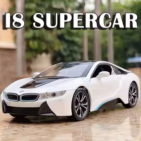 1:22 Scale I8 SL63 Sports Car Model Toys Alloy Diecast Sound Light Pull Back Doors Opened Ornament S