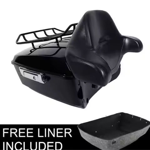 Motorcycle King Trunk w/ Rack Backrest Fit For Harley Street Road Glide Road King Electra Street Gli