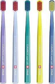 Curaprox 5 x CS 3960 Super Soft Toothbrush, Manual Toothbrush for Adults with 3960 Super Soft Bristl