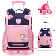 Beg sekolah beroda Girls Boys Rolling Bag sekolah troli Backpack kanak-kanak kalis air Shool Backpack dengan roda sekolah ransel