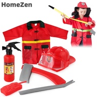 HomeZen Kids Firefighter Costume Tool Costume Role Play Suit Fireman Dress Up Outfit Hat Fire Exting