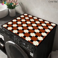 Simple Plaid Washing Machine Cover Mat Diatom Mud Absorbent Sunscreen Bedside Table Dust Cover Pad