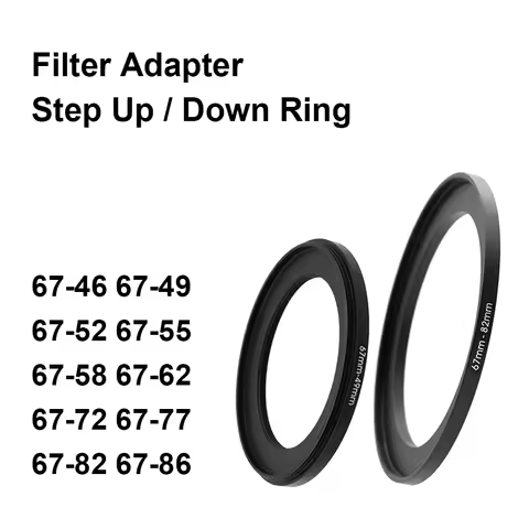 Camera Lens Filter Adapter Ring Step Up or Down Ring Metal for 67mm lens - 46 49 52 55 58 62 72 77 8