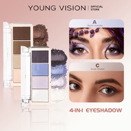 YOUNG VISION 4-color Eyeshadow Palette, Waterproof Sweat Proof Eyeshadow Palette