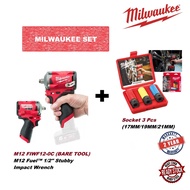 Milwaukee Set - M12 FIWF12-0 - M12 Fuel™ 1/2" Stubby Impact Wrench +  1/2" SHOCKWAVE Impact Wrench Socket