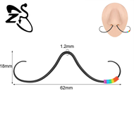 1 PC Stainless Steel Nose Ring 14G/16G Multicolor Nose Piercing Black Mustache-shape Septum Ring Sil