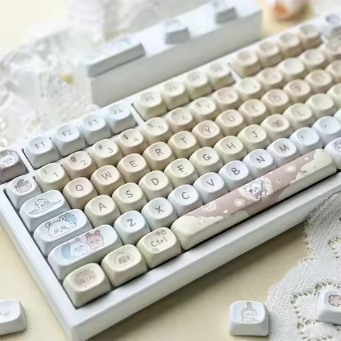 95 Keys Yellow Cute Momoka Keycap Blue MOA Profile PBT Keycap For MX Switch Mechanical keyboard For 