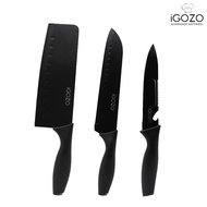 ☼iGOZO Non Stick Stainless Steel Kitchen Knife - Santoku KnifeChopping KnifeFruit Vegetable Knife (3 Pcs)♢