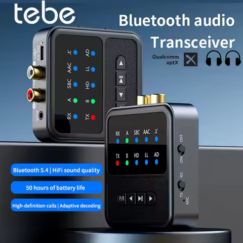 Tebe QCC Bluetooth 5.4 Audio Receiver Transmitter Adapter AAC/aptX/aptX-LL/aptX-HD/aptX-AD RCA Aux W