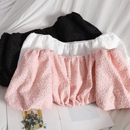 Stylish bishop sleeve off shoulder crop top