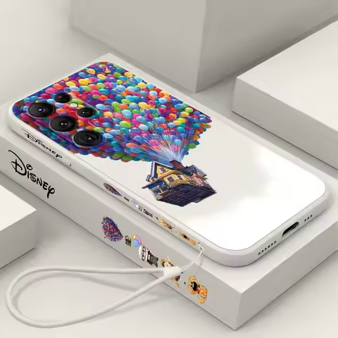 Cartoon Fashion Cute UP For Samsung Galaxy S25 S24 S23 S22 S21 S20 Ultra Plus FE 5G Liquid Left Rope