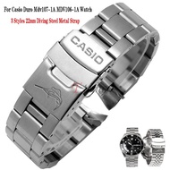 Diving Stainless Steel Strap for Casio Duro Mdv107-1A MDV106-1A Metal Watch Wristband Bracelet 22mm Watch Band Replacement